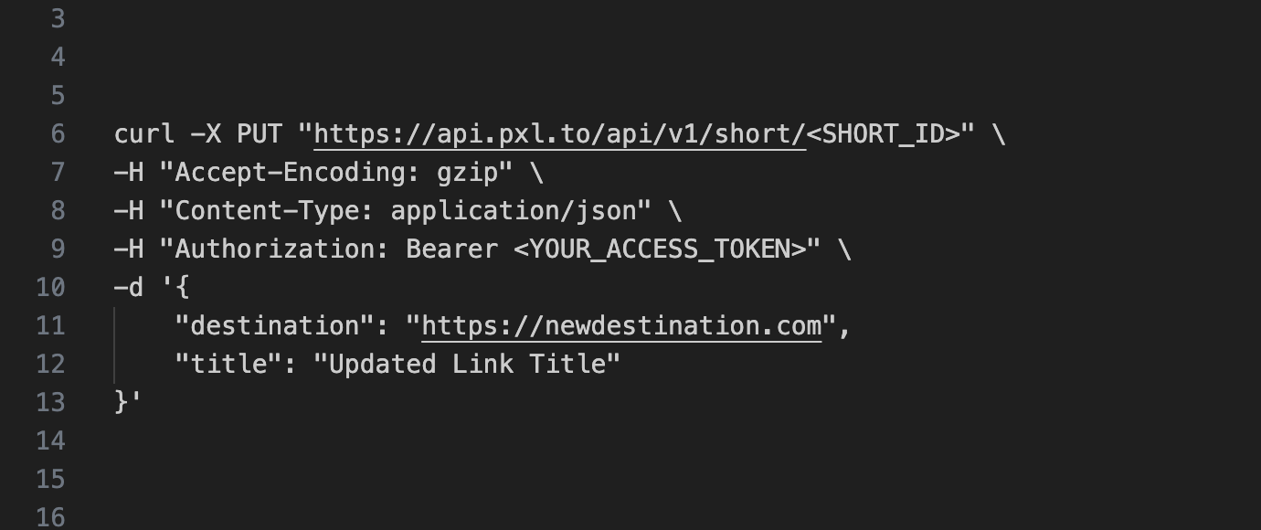 URL shortener API call