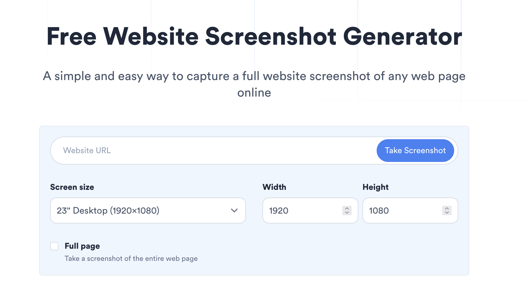 Free Website Screenshot Generator