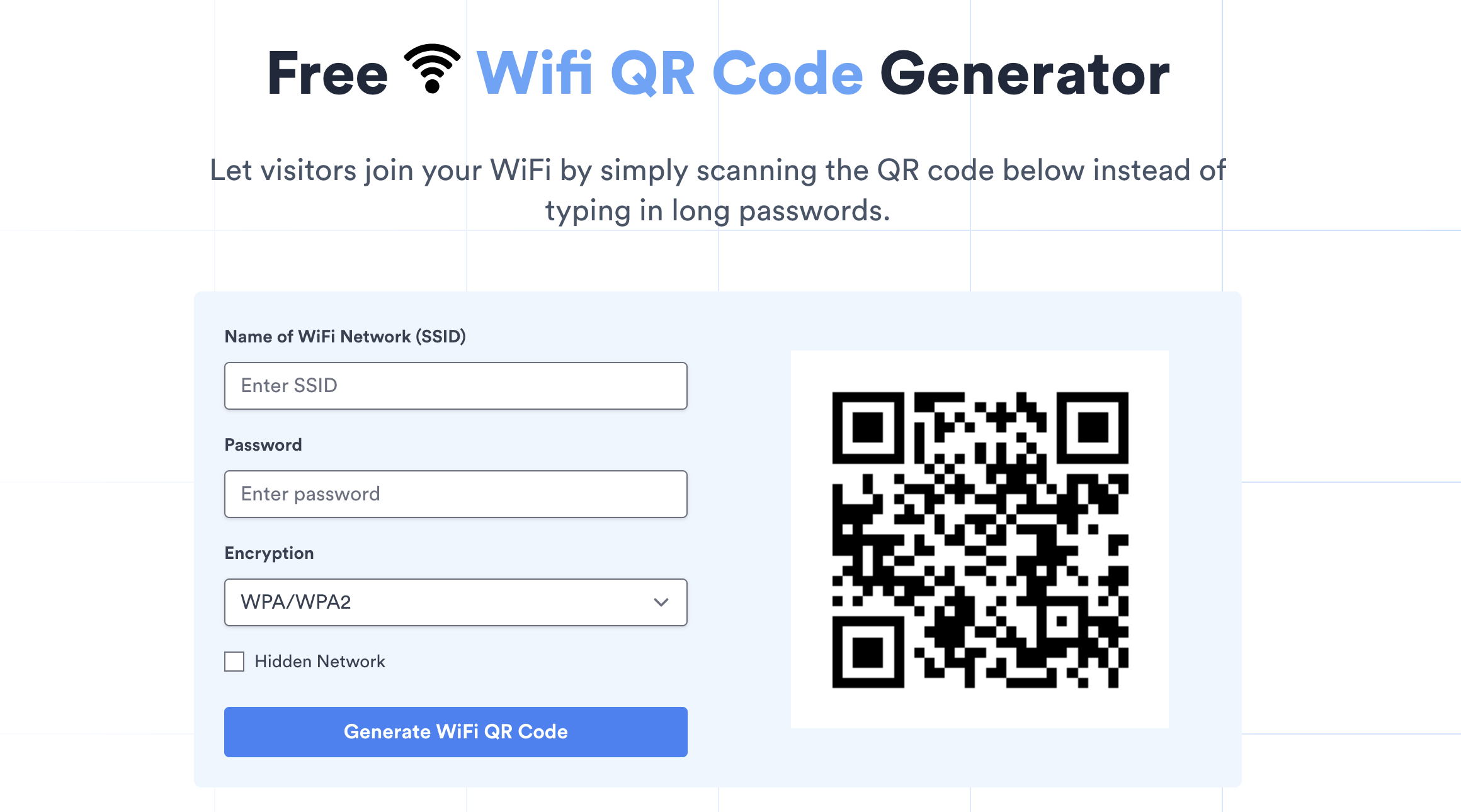 Free WiFi QR Code Generator